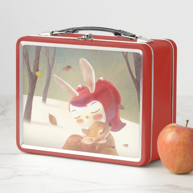 Lunch Box Petite fille qui serre des cerfs (En situation)
