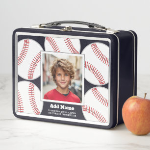 Lunch Box Photo de baseball Ajouter votre nom et contact sco