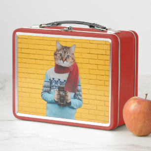 Lunch Box Photographe de chat en Vintage Sweater Quirky