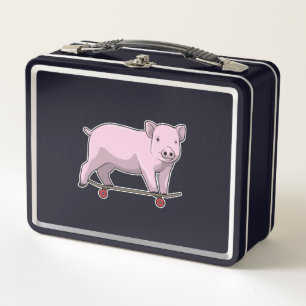 Lunch Box Pig as skater avec skate
