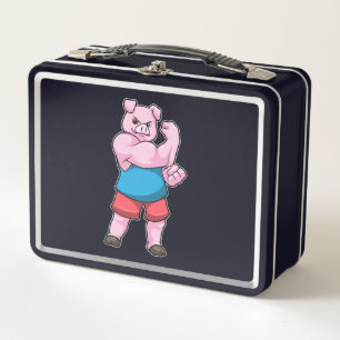 Lunch Box Pig comme Bodybuilder avec grand bras Supérieur