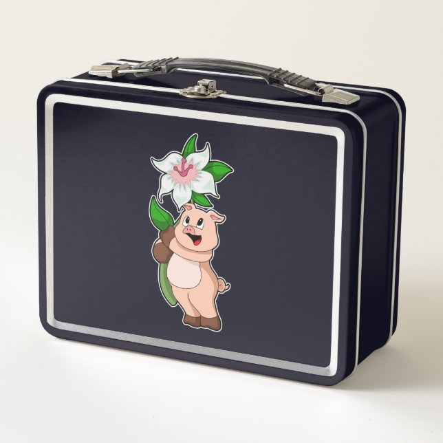 Lunch Box Pig with Flower Lily (Devant)