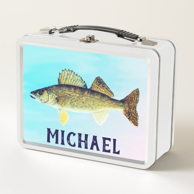 Lunch Box Pike Walleye personnalisé en bleu (Devant)