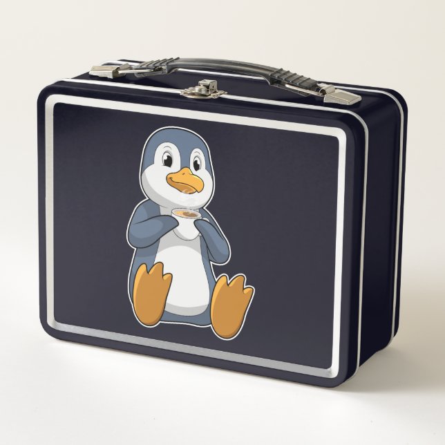 Lunch Box Pingouin avec la coupe du café (Devant)