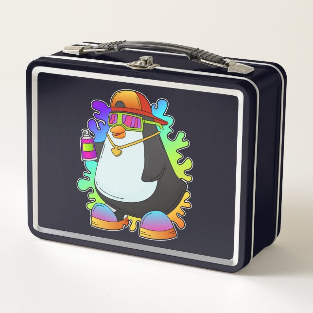 Lunch Box Pingouin comme peintre avec Spray (Devant)