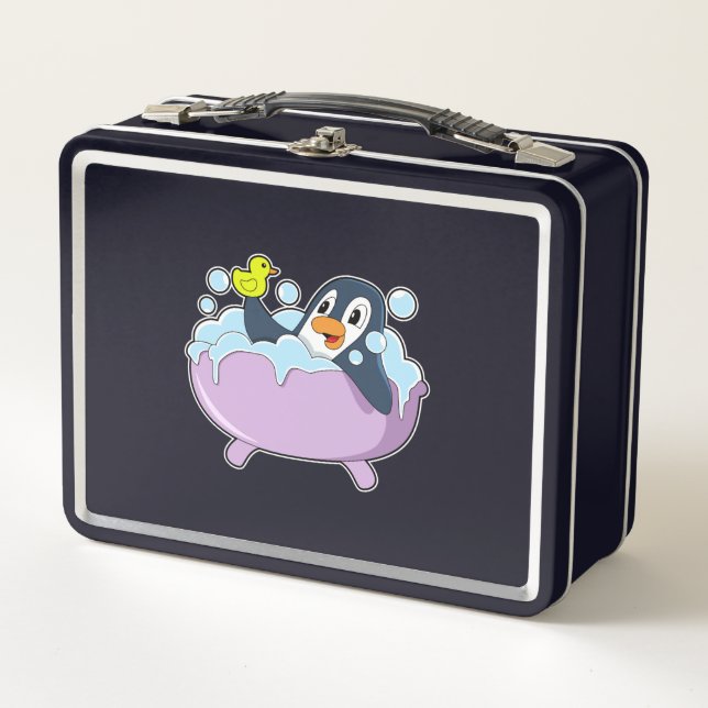 Lunch Box Pingouin dans la baignoire avec canard (Devant)