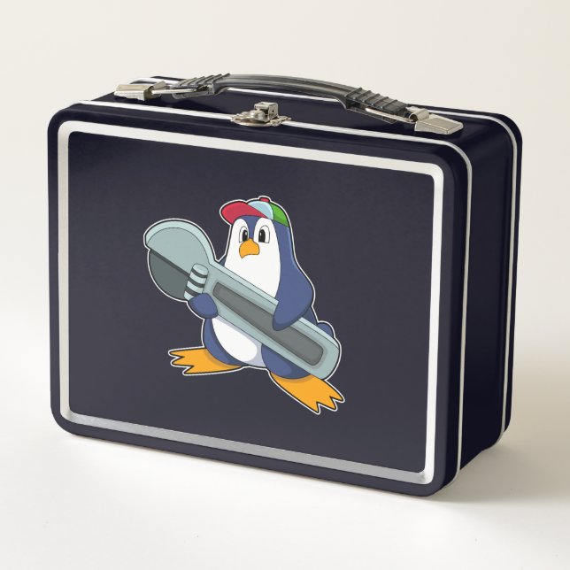 Lunch Box Pingouin en mécanique avec outil (Devant)