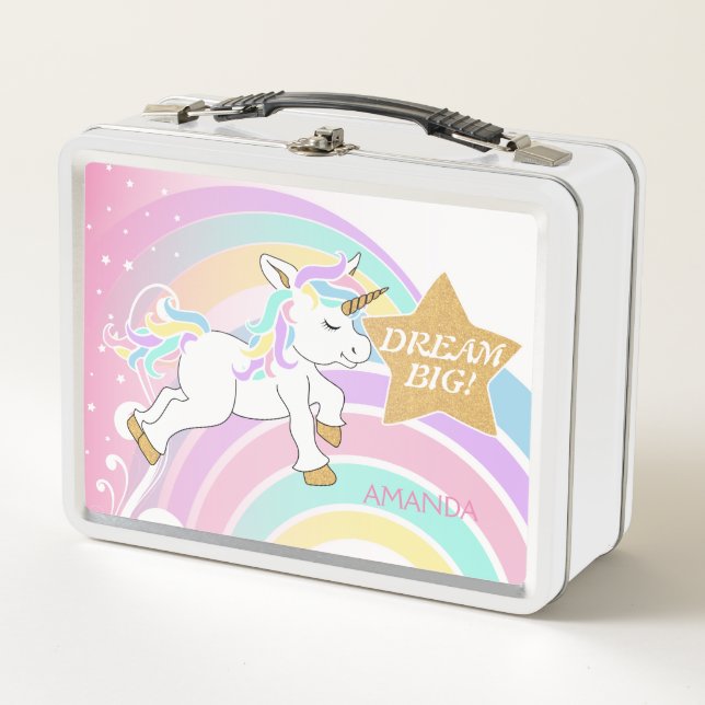 Lunch Box Pink Magic Rainbow Unicorn - Dream Big (Devant)