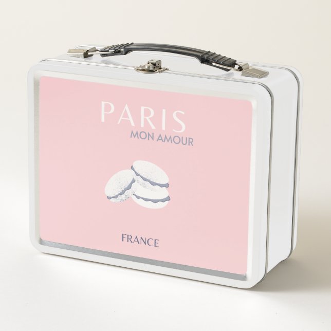 Lunch Box Pink Paris Travel Art Pastel Preppy Macarons (Devant)