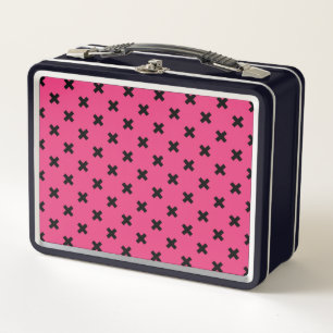 Lunch Box Piqûres de croix noire sur fuchsia