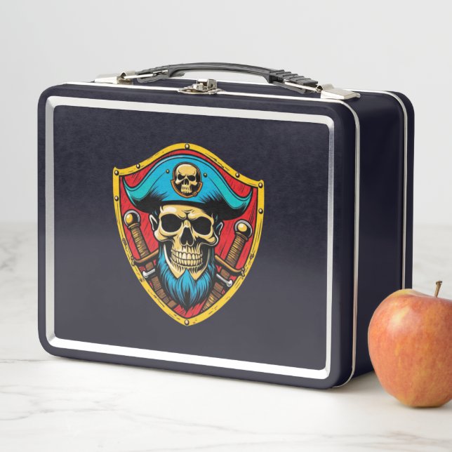 Lunch Box Pirate Capitaine Boîte à lunch en métal (En situation)