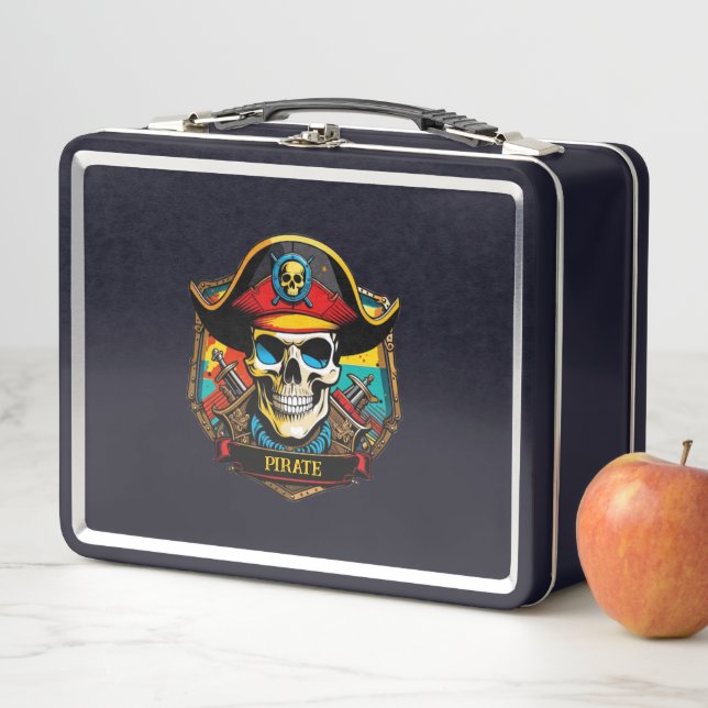 Lunch Box Pirate Capitaine Boîte à lunch en métal (En situation)