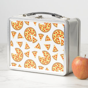 Lunch Box Pizza et tranches de cool motif sur blanc
