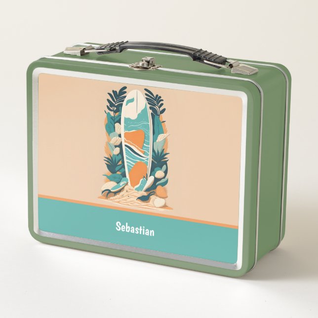 Lunch Box Plage tropicale Abstraite Rétro Surf pour Ados (Devant)