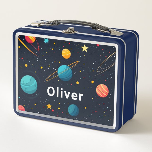 Lunch Box Planètes spatiales personnalisées pour enfants (Devant)