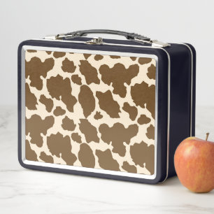 Lunch Box Points Brown Vache Imprimer Fermier Animaux de fer