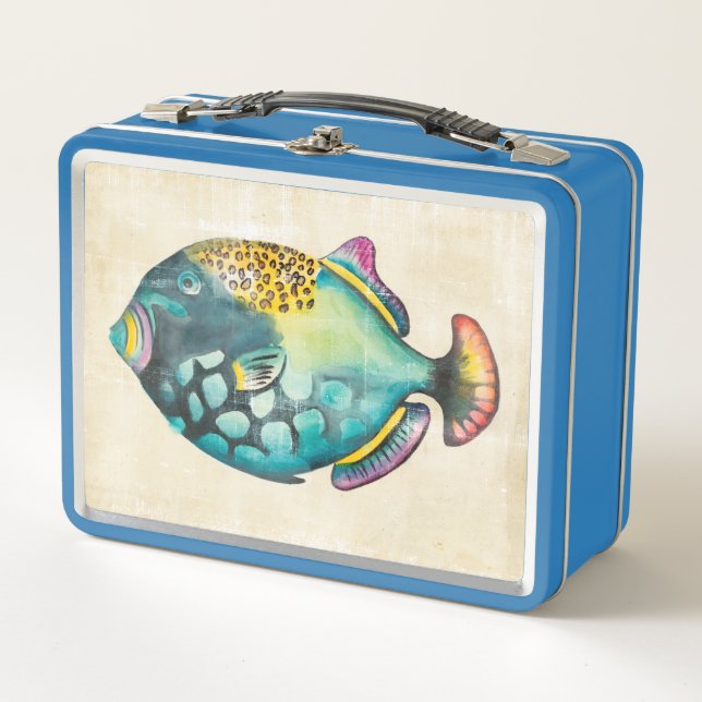 Lunch Box Poisson Aquarium bleu et violet (Devant)