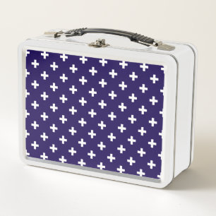 Lunch Box Polka blanche croise sur bleu marine