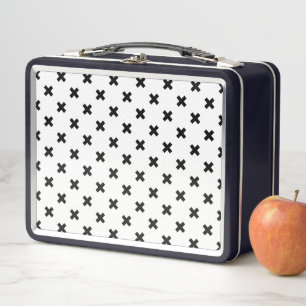 Lunch Box Polka noire croise sur blanc