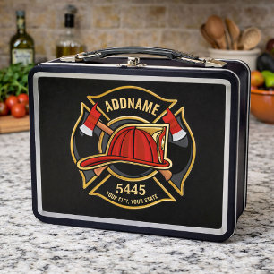 Lunch Box Pompier AJOUTER LE NOM Insigne du service de pompi