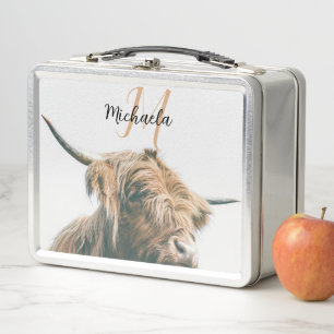 Lunch Box Portrait de vache Highland nom personnalisé monogr