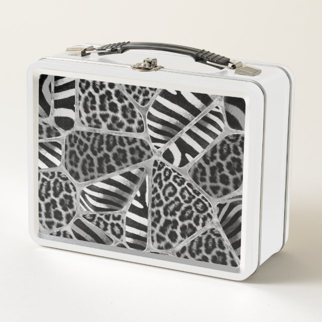 Lunch Box Poster de animal - Leopard et Zebra - argent (Devant)