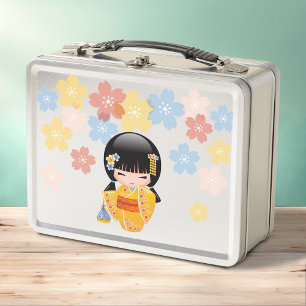 Lunch Box Poupée d'été Kokeshi - Kimono Jaune Geisha Girl