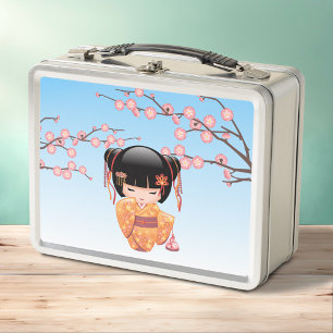 Lunch Box Poupée Ume Kokeshi - Japonaise Geisha Girl Blue