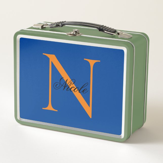 Lunch Box Premier monogramme manuscrit propre nom Deep Blue (Devant)