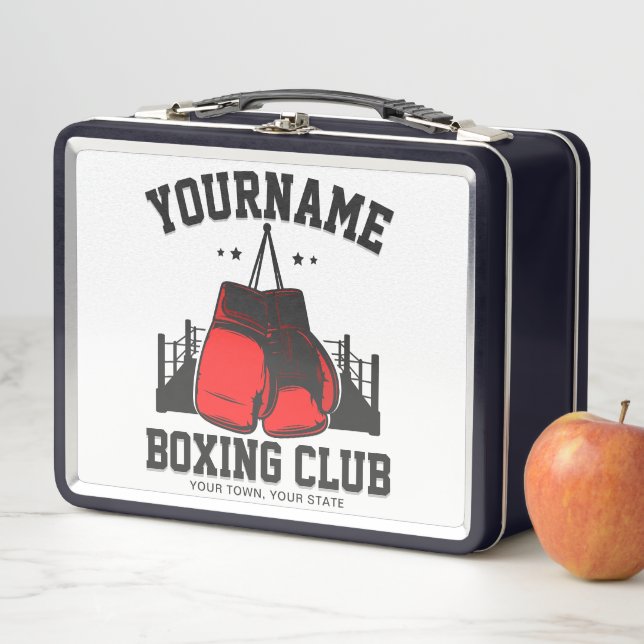 Lunch Box Pro Boxer AJOUTER NOM Gants rouges Boxer Ring Trai (En situation)
