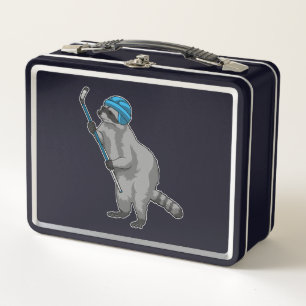 Lunch Box Racoon au hockey sur glace avec bâton de hockey su