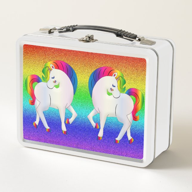 Lunch Box Rainbow Unicorn Boîte à lunch en métal (Devant)