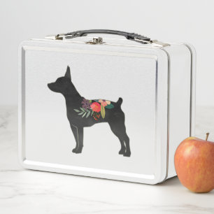 Lunch Box Rat Terrier CC Chien Boho Floral Silhouette