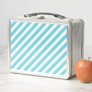 Lunch Box Rayures diagonales classiques bleues et blanches