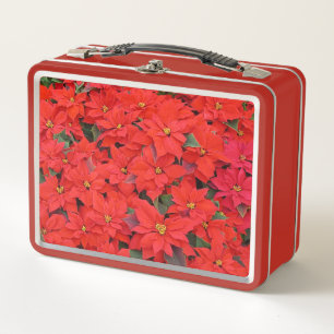 Lunch Box Red Poinsettias I Christmas Holiday Floral Photo