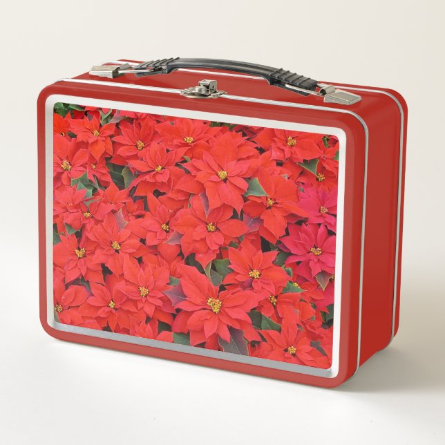 Lunch Box Red Poinsettias I Christmas Holiday Floral Photo (Devant)
