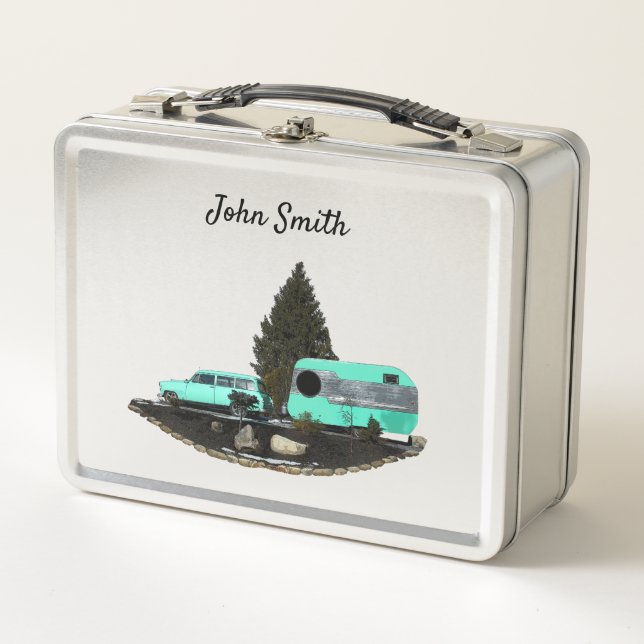 Lunch Box Remorque Voiture de Camping Retro Nomad Boîte à Dé (Devant)