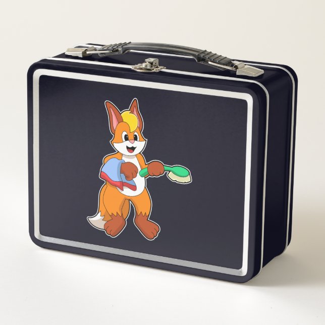 Lunch Box Renard avec serviette et brosse (Devant)
