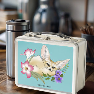 Lunch Box Renard Fennec Fleurs Roses Violettes Mignon Botani