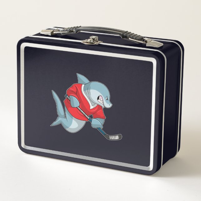 Lunch Box Requin au hockey sur glace avec bâton de hockey su (Devant)