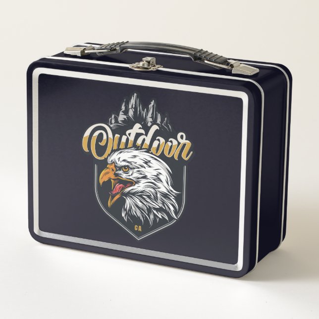 Lunch Box Restez fort Aigle extérieur Citations motivationne (Devant)