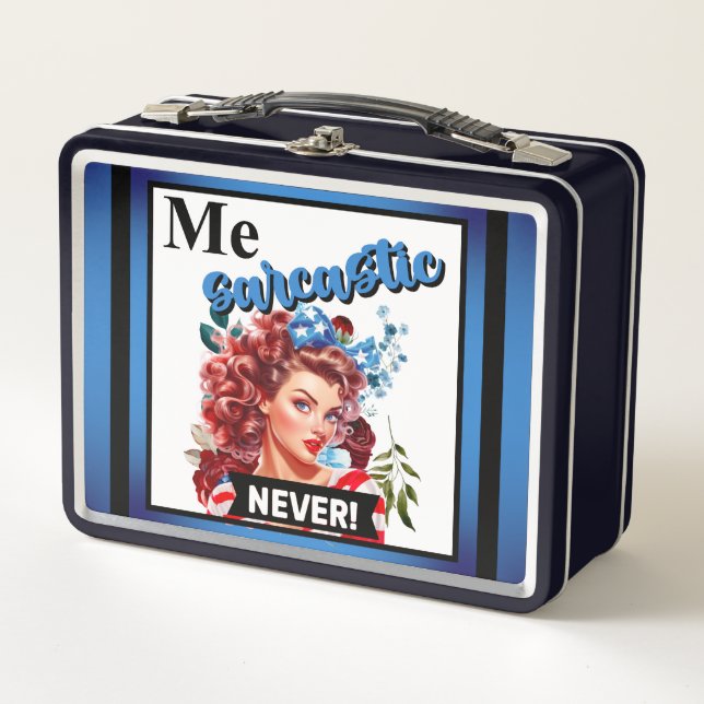 Lunch Box Retro American Pinup_ Me Sarcastique Jamais (Devant)