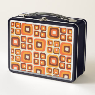 Lunch Box Rétro années 1970 milieu du siècle orange et brun 