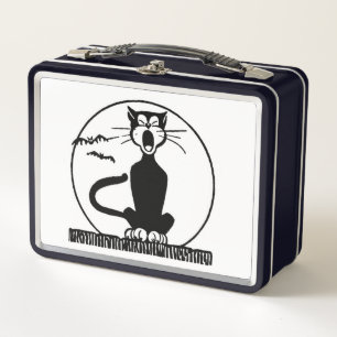 LUNCH BOX RETRO CHAT NOIR VINTAGE BOÎTES À SOUFFLE EN MÉTAL