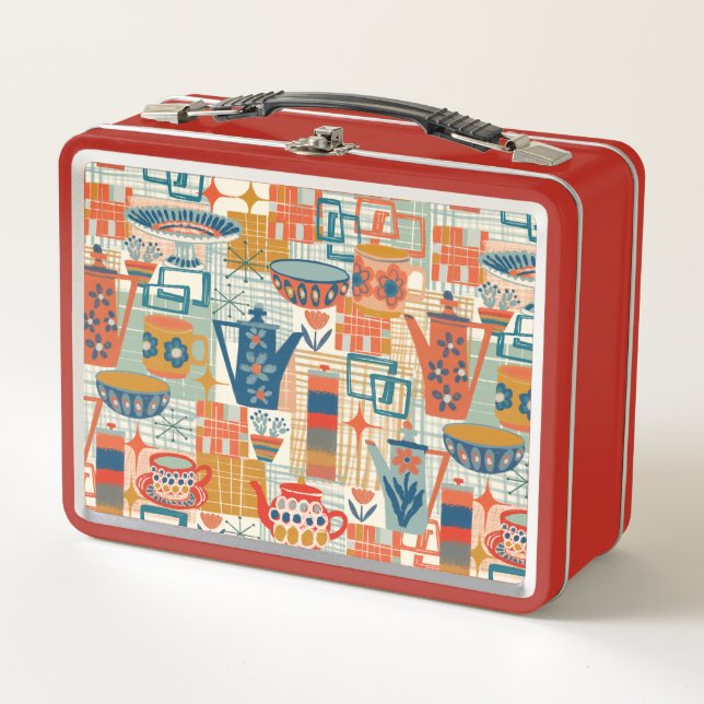 Lunch Box  Retro Hand Painted Pottery Design (Devant)