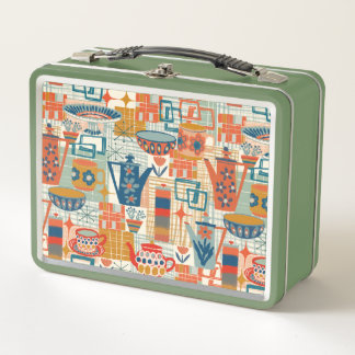 Lunch Box Retro Hand Painted Pottery Design
