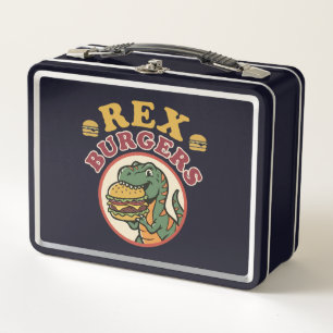 Lunch Box Retro Rex Burgers T-Rex Mangeant Cheeseburger 70s