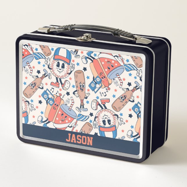 Lunch Box Retro Vintage Baseball Personnalisé (Devant)
