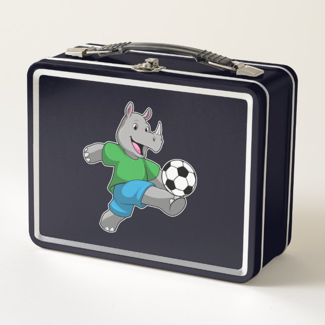 Lunch Box Rhino comme joueur de football avec Soccer (Devant)