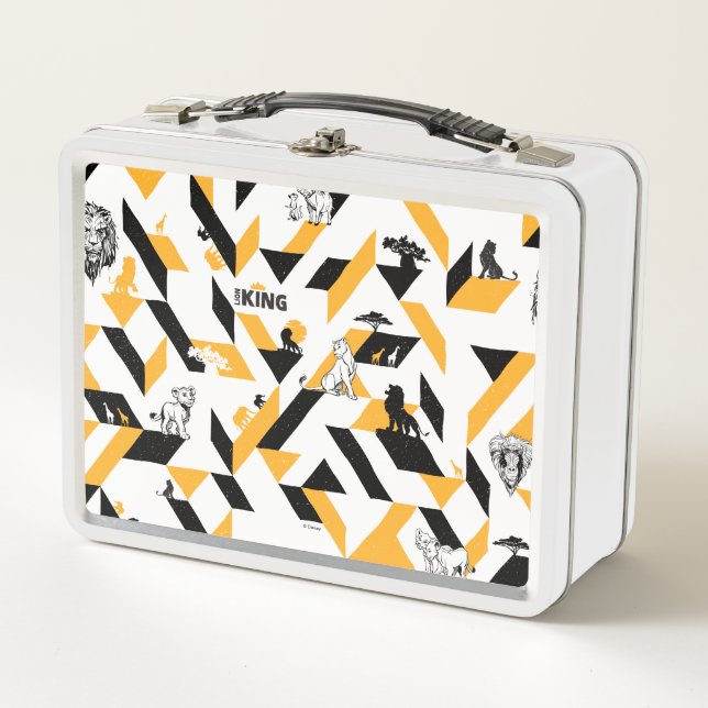 Lunch Box Roi Lion| Motif géométrique noir et or (Devant)